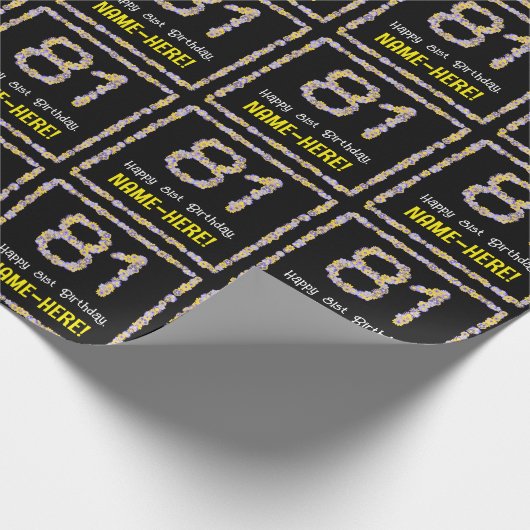 81誕生日:フローラ花数名前をカスタムする ラッピングペーパー (角)