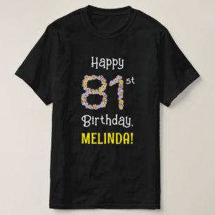 81誕生日:フローラ花数"81" +名前 Tシャツ