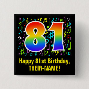81誕生日:ミュージカラフルックシンボル，レインボー81 缶バッジ