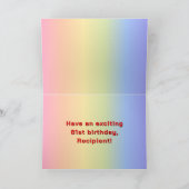 81誕生日:レインボー文字カスタム、写真&名前 カード (内部)