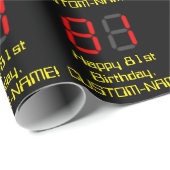 81誕生日：レッドデジタルクロックスタイル"81" +名前 ラッピングペーパー (ロールコーナー)