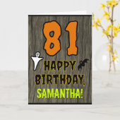 81誕生日:不気味ハロウィーンテーマ、名前をカスタムする カード (黄色い花)