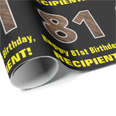 81誕生日:名前フェイク&木目パターン「81」 ラッピングペーパー (ロールコーナー)