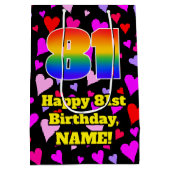 81誕生日:愛するハートパターン、虹# 81 ミディアムペーパーバッグ (裏面)