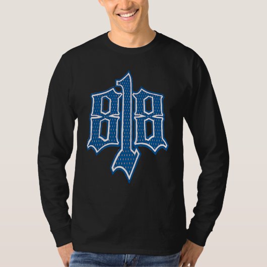 818 エリアコード Go Blue ロサンゼルス Tシャツ (正面)