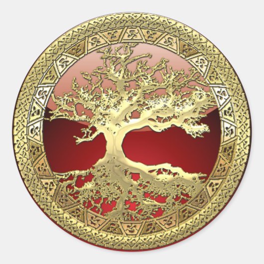 [81]黄金ケルトの生命の木[3D] ラウンドシール (正面)