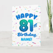 81st Balloon Number Custom Name Birthday Card カード (正面)