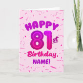 81st Balloon Number Custom Name Birthday Card カード (正面)