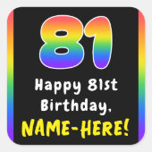 81st Birthday: Rainbow Spectrum # 81, Custom Name スクエアシール (正面)