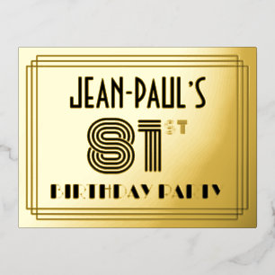 81th誕生日パーティー～アールデコスタイル"81" +名前 箔招待状ポストカード