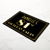 81th誕生日パーティー:アールデコ見る"81",名前あり 箔招待状 (回転した状態)