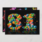 81th誕生日パーティー，泡とボール 招待状 (正面/裏面)