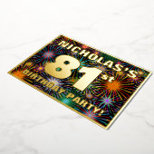 81th Birthday Party —おもしろい、カラフルFireworks Look 箔招待状 (回転した状態)