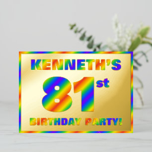81th Birthday Party —おもしろい、レインボースペクトル「81」 箔招待状