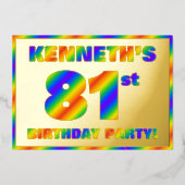 81th Birthday Party —おもしろい、レインボースペクトル「81」 箔招待状 (正面)