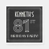 81th Birthday Party:アールデコスタイル+名前をカスタムする スタンダードランチョンナプキン (正面)