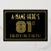 81th Birthday Party —アールデコスタイル「81」 +名前 箔招待状 (正面)