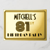 81th Birthday Party —アールデコスタイル「81」 & Name 箔招待状 (正面)