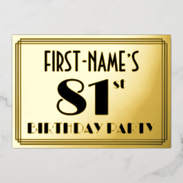 81th Birthday Party —アールデコ検索「81」 +名前 箔招待状