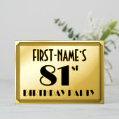 81th Birthday Party —アールデコ検索「81」 +名前 箔招待状 (立ち正面)