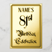 81th Birthday Party – スクリプエレガントト+名前をカスタムする 箔招待状 (正面)