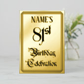 81th Birthday Party – スクリプエレガントト+名前をカスタムする 箔招待状 (立ち正面)