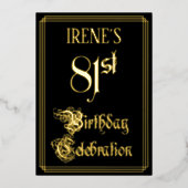 81th Birthday Party – スクリプファンシートと名前をカスタムする 箔招待状 (正面)