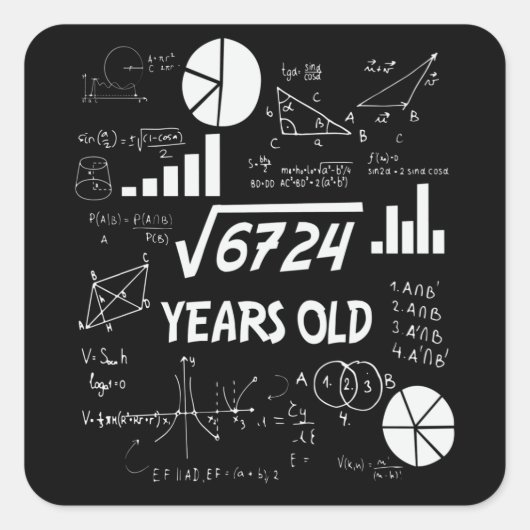 82歳の日の数学先生82番目の誕生日ギフト スクエアシール (正面)