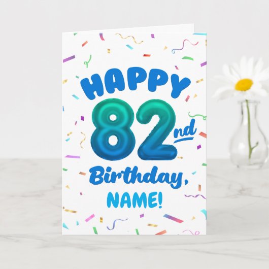 82歳の誕生日お祝い数字 名前入り バースデーカード カード (小さな植物)