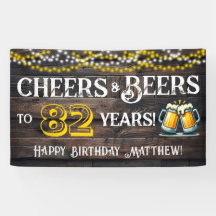 82歳の誕生日パーティーバナー Cheers and Beers