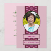 82歳の誕生日パーティー招待状の写真と名前 招待状 (正面/裏面)