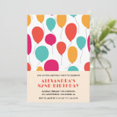 82歳の誕生日招待状バルーンカラフル 招待状 (スタンド正面)