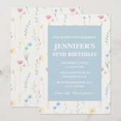 82歳エレガントの誕生日招待状フローラボホシック 招待状 (正面/裏面)