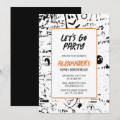 82歳グランジの誕生日招待状メンズグラフィティ 招待状 (正面/裏面)