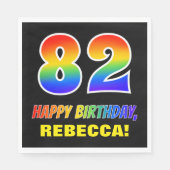 82番目の誕生日はっきりした:,おもしろい,シンプル虹, Rainbow 82 スタンダードランチョンナプキン (正面)