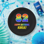 82番目の誕生日はっきりした:,おもしろい,シンプル虹, Rainbow 82 ペーパープレート (パーティー)