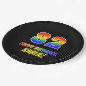 82番目の誕生日はっきりした:,おもしろい,シンプル虹, Rainbow 82 ペーパープレート (アングル)