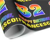 82番目の誕生日はっきりした:,おもしろい,シンプル虹, Rainbow 82 ラッピングペーパー (ロールコーナー)