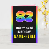 82番目の誕生日カラフル: Rainbow # 82,名前をカスタムする カード (黄色い花)
