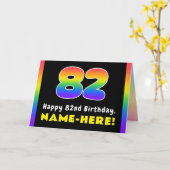 82番目の誕生日カラフル: Rainbow # 82,名前をカスタムする カード (黄色い花)
