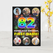 82番目の誕生日:おもしろいレインボー#,名前をカスタムする&写真 カード (黄色い花)