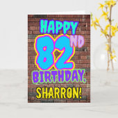 82番目の誕生日-おもしろい、アーバングラフィティインスパイアルック カード (黄色い花)