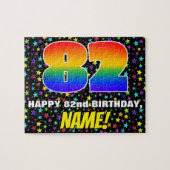 82番目の誕生日:おもしろい、カラフル星野パターン ジグソーパズル (横)