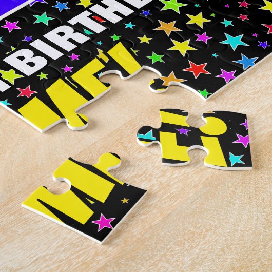 82番目の誕生日:おもしろい、カラフル星野パターン ジグソーパズル (側面)