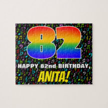 82番目の誕生日:おもしろい、カラフル音楽シンボル、「82」