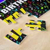 82番目の誕生日:おもしろい、カラフル音楽シンボル、「82」 ジグソーパズル (側面)