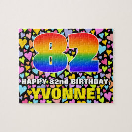 82番目の誕生日—おもしろい、愛するハートシェイプ+「82」 ジグソーパズル