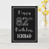 82番目の誕生日:アールデコスタイル# 82および名前をカスタムする カード (黄色い花)