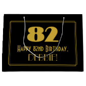 82番目の誕生日—インスパイアアールデコの外観「82」 & Name ラージペーパーバッグ (正面)