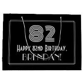 82番目の誕生日—インスパイアアールデコの外観「82」 & Name ラージペーパーバッグ (裏面)